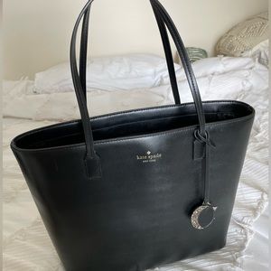 Kate Spade Kearny St Grecia Black Tote glitter star and moon fobs